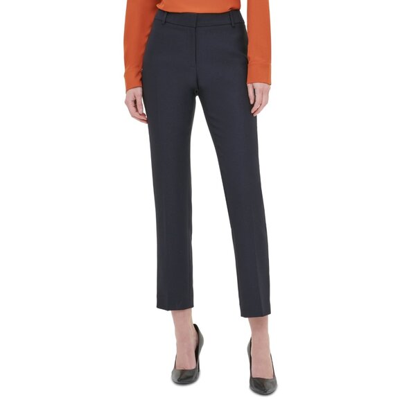 NWT Calvin Klein Women Size 14 14x29 Navy Twill Slim-Leg Trouser Ankle Pants NEW - Picture 1 of 3